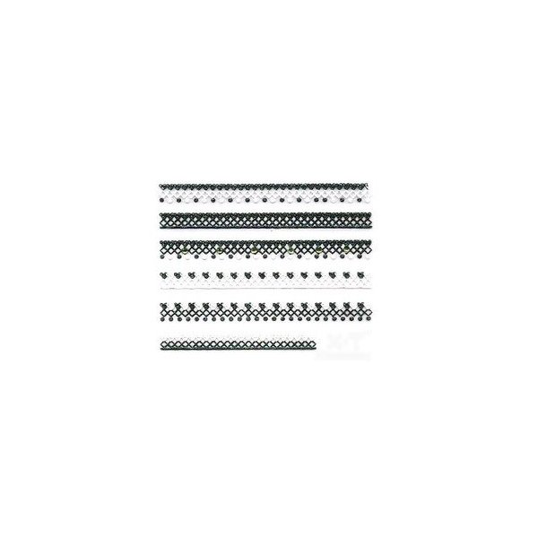 Black & White Heart & Dot Trim w/Rhinestone Strip Nail Stickers/Decals