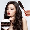 Boar Bristle and Nylon Curling Brush, Travel Hair Brush for Blow Drying, with Wood Handle - Roller Hairbrush for Women, Beard Brush for Men (Black & Red)