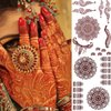 8 Sheets Temporary Tattoo Stickers Brown Exquisite Totem Indian Lace Mandala Flower Pattern for Beach Festivals Wedding Party Decorations