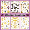 Partywind Metallic Glitter Halloween Temporary Tattoos for Party Decorations, 100 Styles Halloween Tattoo Stickers for Party Supplies Favors, Halloween Kids Treats Goodie Bag Stuffers (6 Sheets)
