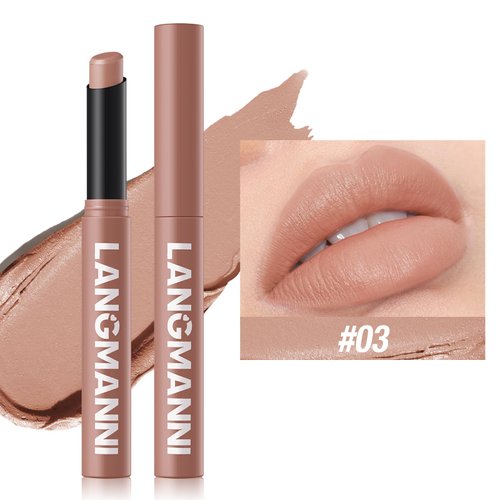 Kyannkara Matte Lipstick Velvety Mud Texture,Waterproof Long-Lasting,Non-Stick Cup,High Pigmented,Feels Comfortable On Lips 03#