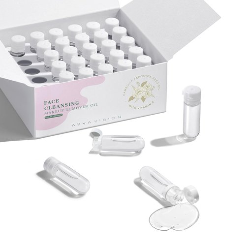 AVVA VISION Makeup Remover Oil Capsules Complete Deep Facial Cleansing On-The-Go Compact Mini Bottles All Skin Types, 30 Counts