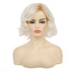 Dai Cloud Blonde Short Wig Women Ombre Light Blonde Curly Bob Wigs Old Lady Dark Root Hair Side Part Wigs for Women Cosplay Party Daily(Platinum Blonde)