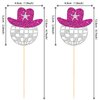 24 PCS Disco Ball Cowgirl Hat Cupcake Toppers Glitter Star Western Cowboy Hat Disco Balls Cupcake Picks for 1970s Disco Music Theme Wedding Bridal Shower Birthday Party Cake Decorations Supplies