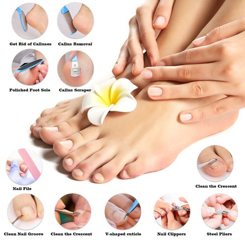 Pedicure Kits - Callus Remover for Feet, 23 in 1 Professional Manicure Set Pedicure Tools Stainless Steel Foot Care, Foot File Foot Rasp Dead Skin for Women Men Home Foot Spa Kit, Blue23