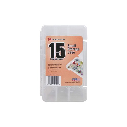 Akro-Mils 05705 Plastic Portable Parts Storage Case for Hardware and Crafts with Hinged Lid and 4...