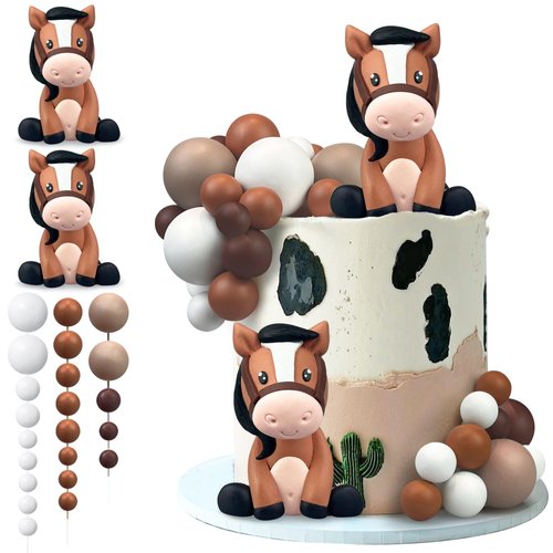 27 PCS Horse Cake Toppers Ball Cake Picks Horse Baby Shower Cake Decoration for Horse Theme Party...