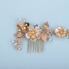 Chargances Hair Comb, Gold, 5in*2.5in, Rhinestone, Crystal, Handmade, for Bridal, Bridesmaids or Flower Girls in the Wedding, Festivals, Photography, Seaside Beach, and DIY Guarantee
