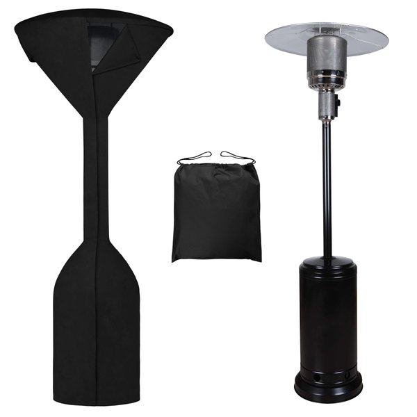 Easy-Going Stand-Up Patio Heater Cover with Zipper and Storage Bag, Waterproof Outdoor Heater Cover Dustproof, UV-Resisant, Wind-Resistant (95"H x 34"D x 19"B, Black)