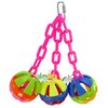 Bonka Bird Toys 1273 Tri-Chain Ball 10" High by 6" Wide Medium Parrot Plastic Cage Toy, African Grey, Pionus, Ringneck, and Similar Sized Birds