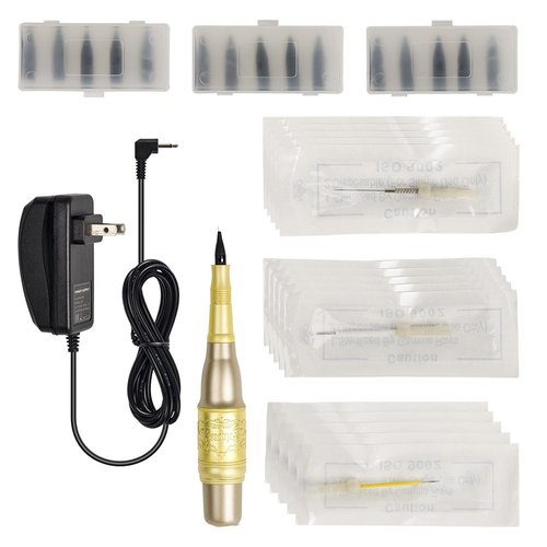 VideoPUP Tattoo Pen Make up Kit, Makeup Eyebrow Tattoo Pen Machine Kit Cosmetic with Needles Tips Power Supply Kx-104