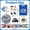 Police Party Favors Kit, Police Party Decorations, 72Pcs Temporary Tattoos, 12Pcs Police Officer Slap Bracelets, 50PCS Police Stickers,12Pcs Mini Police Toy Cars, 12Pcs button badge, 12Pcs Gift Bags