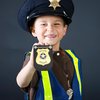 Police Badge Police Pretend Play Toy Set for Metal Handcuffs with Key American Flag Waving Lapel Pins Whistle Halloween NYPD Police Deputy Badge Dress Up Pretend Play Accessory Black