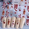Christmas Nail Art Stickers 5D Embossed Self-Adhesive Glitter Christmas Snowman Gingerbread Man Snowflake Gnome Reindeer Nail Design Xmas Tree Bell Nail Decals New Year Holiday Manicure Decor 4Sheets