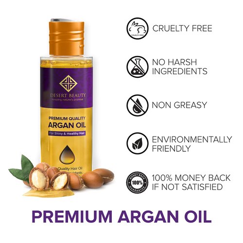 Desert Beauty Argan Oil, 4 oz, Hair Oil Treatment for Dry Damaged Hair, Leave-in Conditioner, Hydrating, Strengthens, Natural, Cruelty Free