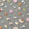 Summer Ocean Shell Nail Art Stickers Decals 5D Embossed Seashell Starfish Nail Stickers Summer Ocean Seahorse Nail Art Decorations Supplies Ocean Theme Nail Adhesive Sliders for Women and Girls
