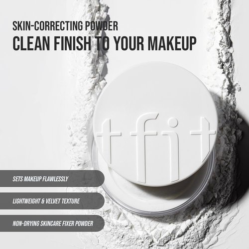 TFIT Translucent Set Finishing Powder - Sebum Control Face Loose Powder, Matte & Silky Finish, Lightweight, Long-lasting, Korean Makeup, 01 White, 0.24 Oz.