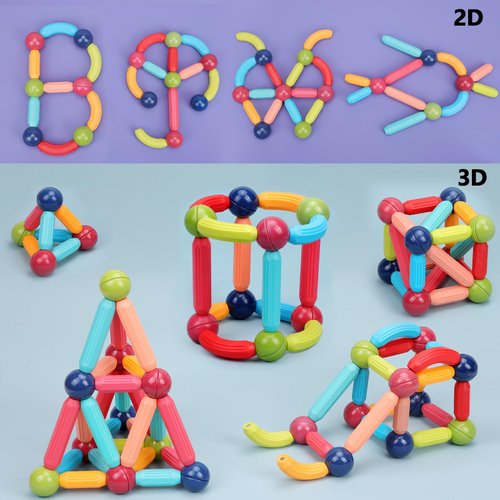 COUOMOXA Magnetic Toy STEM for Toddlers: 74pcs Montessori Building Blocks Set 2 3 4 5 6 Years Old Boys Girls - Educational Preschool Learning Game - Playroom Gift for 3+ Kids