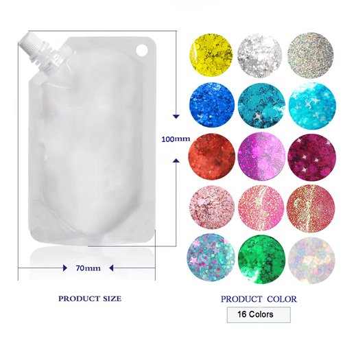 Body Glitter Gel 16 Color Sequins Glitter Gel Easy to Apply&Clean, Festival Glitter Christmas Makeup for Women Long Lasting Sparkling Suitable for Body, Face, Hair, Eyes Purple(Chunky Glitter)
