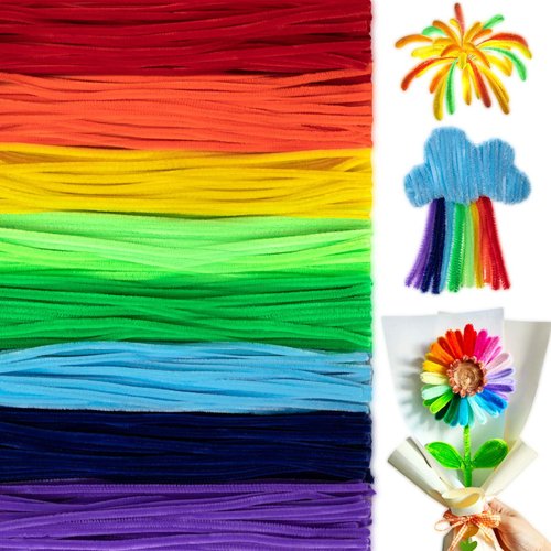 Peryiter 500 Pieces Pipe Cleaners Chenille Stems 12 Inch Craft Supplies Bulk for DIY Art and Craft Projects Creative Gift Wrapping Party Decorations(Rainbow Color)