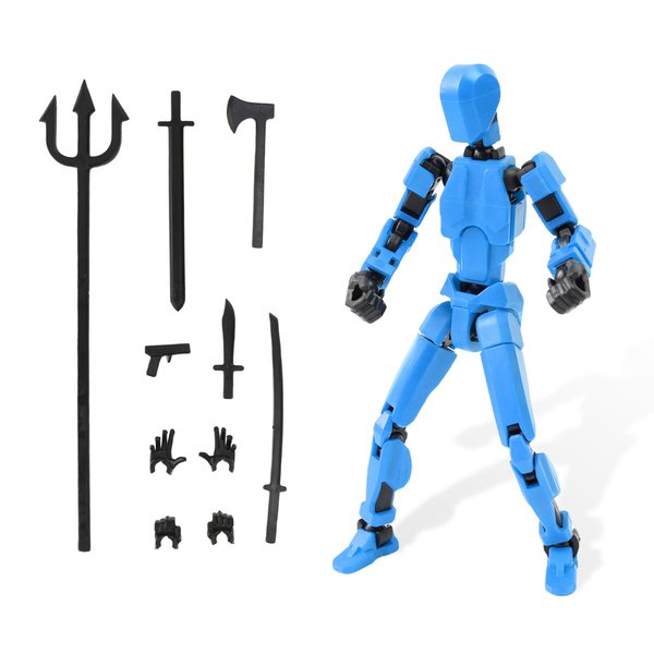 Fugacus Titan 13 Action Figure, Dummy 13 Action Figure Lucky 13 Action Figure T13 Action Figure 3D Multi-Jointed Movable, T13 Action Figure Toy (Blue)