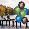 Havercamp Fishing Themed Party Balloons (12 Pcs) Beautiful Bass Print Latex Material, Monster Bass Silhouette, Fish Balloons Decoration Fishing Birthday Party Decorations (Blue,Green,Brown)