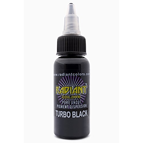 Radiant Colors Tattoo Ink Professional Tattooing Inks Fluid Vegan Pigments 1/2 oz Half Ounce Turbo Black