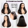 16 Inch Straight Human Hair Wigs 13×4 Straight Lace Front Wigs 220 Density Double Drawn Blunt Cut Long Bob Wig for Black Women Pre Plucked Bleached Knot Brazilian Hair HD Transparent Lace Frontal Wig