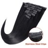 Clip in Hair Extensions Jet Black Straight Remy Hair Clip Ins For Women 8 Pieces 130G Silky Straight Double Weft Remy Hair Extensions Clip on 20 Inch