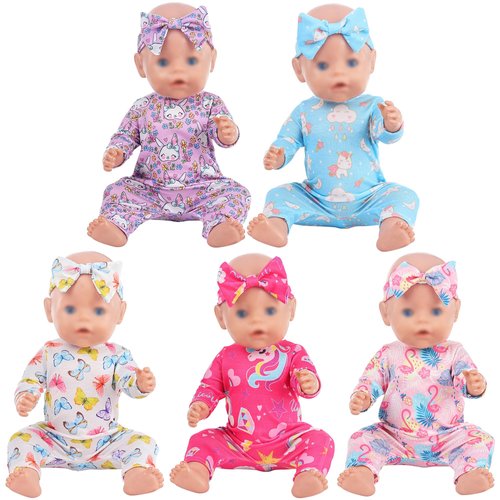 ebuddy 6 Sets Baby Doll Clothes Fancy Outfit Dress Doll Accessories 14-16 Inch Baby Doll Clothes Dresses Outfits Pjs for 43cm New Born Baby Dolls