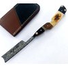 Damascus Steel Straight edge Razor Barber Salon Shaving wet shave real leather sheath for men SM151