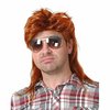 Mullet Wigs for Men, 80S Long Hair Curly Orange Wig 70S Curly Disco Punk Rock Ginger Wig for Halloween Cosplay Christmas Party