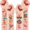 96 PCS Flamingo Temporary Tattoos Sticker Hawaiian Summer Tropical Luau Birthday Party Decorations Supplies Favors Gifts Girls Boys Baby Showers Prizes Cute Tattoo School Reward Themed