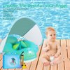 Relaxing Baby-Pool Float with Adjustable Seat Pocket with Canopy of UPF 50+UV Protection Anti-Slip Crotch, Add Tail Chamber Baby Floats for Pool Accessory Air Pump and 2 Pool Toys for Toddler 3M-3Yrs