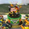 Haxpacal Truck Cake Topper, 49pcs Monster Car Theme Birthday Party Supplies, Red, Green, Blue Cake Decorations for Kids Birthday, Baby Shower Party Decorations