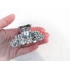 Silver metal flower crystal hair claw clip bridal clip