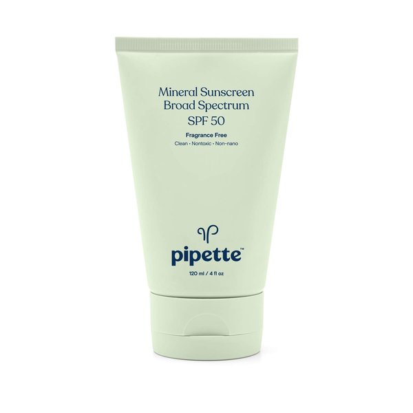 Pipette Mineral Sunscreen - SPF 50 Broad Spectrum Baby Sunblock with Non-Nano Zinc, UVB/UVA Non-Toxic Sun Protection for Kids & Sensitive Skin, 4 fl oz