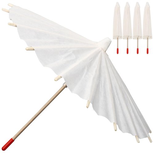 Alipis Parasol Mini Umbrella Doll Umbrella, White Blank Paper Parasol Diy Craft Umbrella Drink Umbrellas Cocktail Picks Decorations Dollhouse Cute Tiny Umbrella Mini Parasol 5pcs