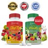 Justified Laboratories (Set of 2 Vital Fruits and Veggies Supplement Red & Green Superfoods Whole Food Non GMO Vegan Friendly 180 Veggie Capsules 2 Bottles