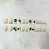 St. Patrick’s Day Press on Nails Short French Tip Fake Nails Green False Nails with Shamrock Designs Acrylic Artificial Nails Lucky March 17th Nail Decorations for Women Girls