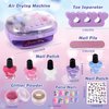 Golray Kids Nail Polish Set for Girls, All-in-One Nail Art Kit - Nail Dryer/ Nail Polish/ Glitter Powder/ False Nails/ Nail Decals/ Toe Separator/File, Age 3-12 Little Girl Gift Toys