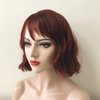 nevermindyrhead Short Wavy Bob Wig with Fringe Bangs,Short Ginger Red Wigs for Women,Heat Resistant Wigs for Daily,Party