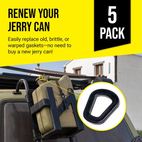 Mission Automotive Jerry Can Gaskets - 5 Pack Gas Can Spout Replacement for 20 Liter NATO Jerry Can Spout - Sturdy Rubber Material (2.07 x 1.88 x .19 Inches)