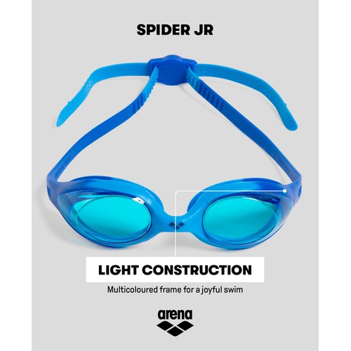 Arena Unisex Youth Spider Junior Swim Goggles Girls and Boys Ages 6 to 12 No Fog Non-Mirror Lens Easy to Adjust Strap No Leak, Black/White/Clear