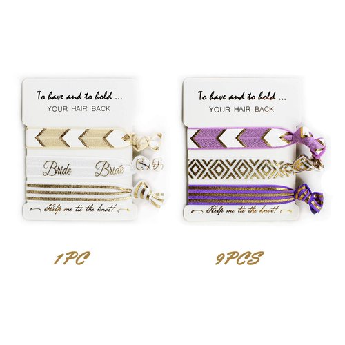 LADY & HOME Bride Tribe Hair Tie, Bridesmaid Hair Tie,Bride Squad Hair Tie for Bachelorette Party Gifts or Wedding Favors(Purple)
