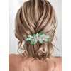 Brishow Green Leaf Bride Wedding Hair Clip Sliver Flower Hair Barratte Festival St Patrick's Day Hair Accessories for Women and Girls