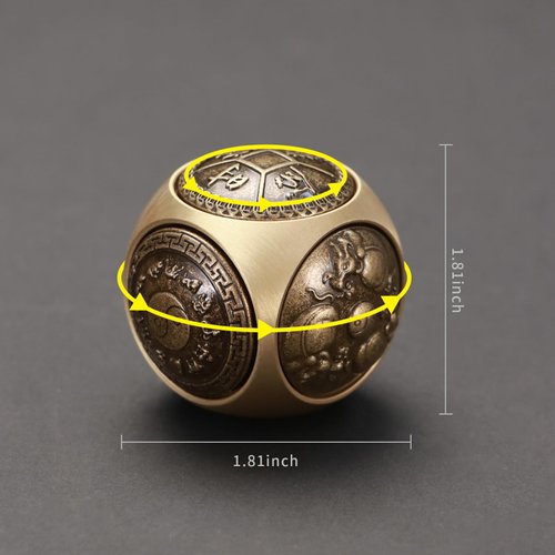 Fidget Toys Adults, Brass Hexahedral Fidget Spinner Slider, Anti Anxiety Handheld Six-Sided Stress Relieving Toy, Portable Turntable Decompression Desk Toy for Office/Thinking/Study