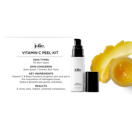 Jolie Professional Vitamin C Peel - Gentle Face Brightening & Illumitating Peeling Treatment System - 2 Step Kit