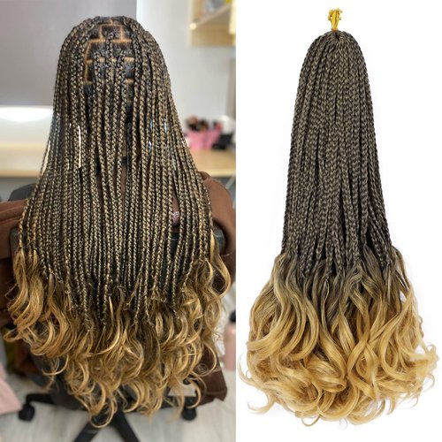 French Curl Crochet Braids 18 Inch 6 Packs Goddess Box Braids Crochet Hair Pre Looped French Curl...