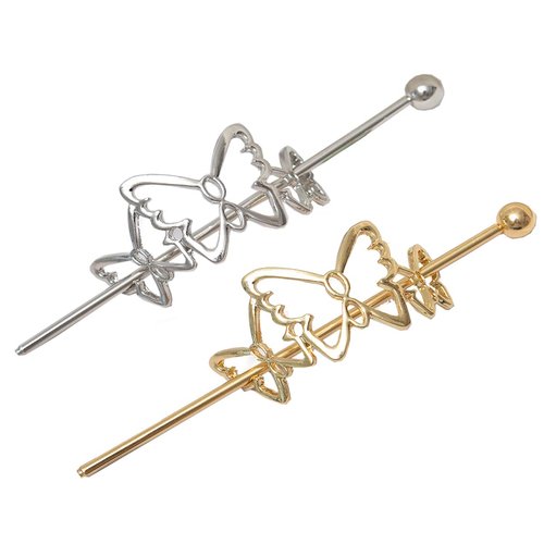 4Pcs Fashion Exquisite Hair Slide Hairpins Minimalist Metal Butterfly Hair Sticks Forks Hairpins Chignon Buns Holder Hair Jewelry Styling Accessories for Women Girls, Gold and Silver